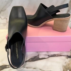 Intentionally Blank HONCHO STACKED MULES - size 9 (fits like an 8 or 8.5)